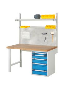 Werkbank mit Systemaufbau Serie 7000, mit Systemaufbau 5, BxT 1500 x 900 mm eurokraft pro