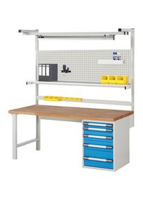 Werkbank mit Systemaufbau Serie 7000, mit Systemaufbau 8, BxT 2000 x 900 mm eurokraft pro