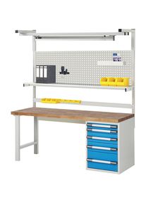 Werkbank mit Systemaufbau Serie 7000, mit Systemaufbau 8, BxT 2000 x 700 mm eurokraft pro