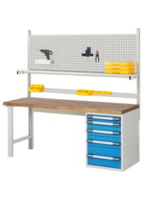 Werkbank mit Systemaufbau Serie 7000, mit Systemaufbau 5, BxT 2000 x 700 mm eurokraft pro