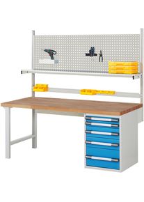 Werkbank mit Systemaufbau Serie 7000, mit Systemaufbau 5, BxT 2000 x 900 mm eurokraft pro