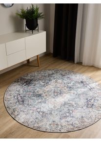 benuta Basic Vaskbart teppe George Bl&aring; &oslash; 160 cm rund Vintage