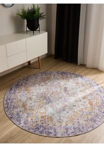 benuta Basic Vaskbart teppe George Flerfarget/lilla &oslash; 120 cm rund Vintage