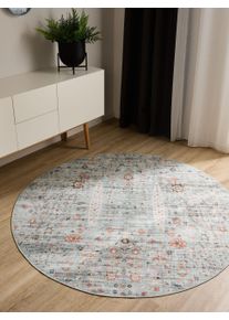 benuta Basic Vaskbart teppe George Turkis &oslash; 120 cm rund Vintage