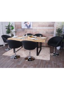 6er-Set Esszimmerstuhl HWC-F19, K&uuml;chenstuhl Drehstuhl Loungesessel, drehbar h&ouml;henverstellbar ~ Stoff/Textil anthrazit