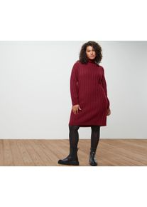 Tchibo - Geripptes Strickkleid mit Stehkragen - Damen - Gr. XL - bordeaux