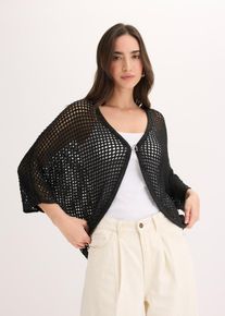 bonprix Ajour-Strickjacke, schwarz, Gr.36/38 (S), Leichte Ajour-Strickjacke