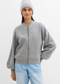bonprix Blouson mit Ballon&auml;rmeln, grau, Gr.52/54 (XXL), Hochwertiger Blouson mit Ballon&auml;rmeln und Schleifendetail am Rei&szlig;verschluss, 60% Baumwolle