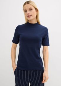 bonprix T-shirt z prążkowanej bawełny, niebieski, 52/54