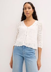 bonprix Kardigan ażurowy z troczkami do wiązania, biały, 36/38