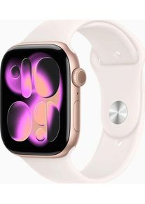 Apple Watch Series 11 Aluminium 46 mm (2025) | GPS + Cellular | ros&eacute;gold | Sportarmband M/L | blassrosa