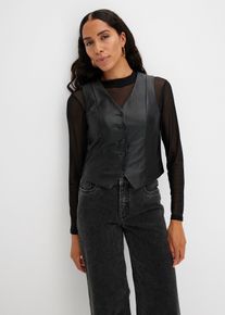 Lederimitat-Weste, schwarz, Gr&ouml;&szlig;e 36, bonprix