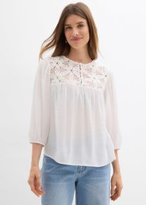Bluse aus flie&szlig;endem Viskose-Mix, wei&szlig;, Gr&ouml;&szlig;e 48, bonprix
