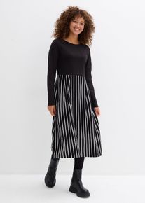 Baumwoll-Jerseykleid Midil&auml;nge, schwarz, Gr&ouml;&szlig;e 44/46 (L), 100% Baumwolle, bonprix