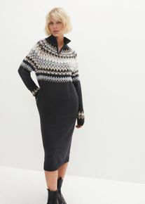 Norweger-Strickkleid, grau, Gr&ouml;&szlig;e 36/38 (S), mit Baumwolle, bonprix