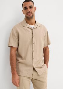 Kurzarmhemd aus luftigem Leinen-Mix Loose Fit, beige, Gr&ouml;&szlig;e 49/50 (4XL), Leinen, bonprix