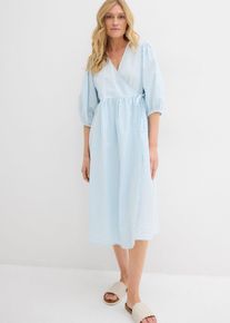 Wickelkleid aus Strukturmaterial, blau, Gr&ouml;&szlig;e 48, 100% Baumwolle, bonprix