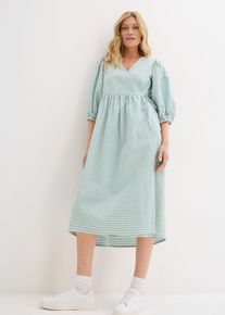 Wickelkleid aus Strukturmaterial, gr&uuml;n, Gr&ouml;&szlig;e 50, 100% Baumwolle, bonprix