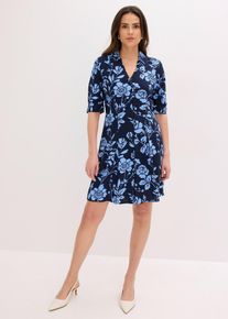 Blusenkleid aus flie&szlig;ender Viskose, blau, Gr&ouml;&szlig;e 52, bonprix