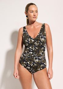 Medium Shape-Badeanzug mit V-Ausschnitt, schwarz, Gr&ouml;&szlig;e 44, bonprix