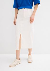 Jeansrock in Midil&auml;nge, wei&szlig;, Gr&ouml;&szlig;e 44, mit Baumwolle, bonprix