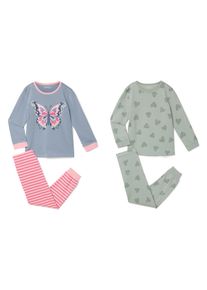 Tchibo - 2 Kinder-Pyjamas - M&auml;dchen - Gr. 110/116 - hellblau/print