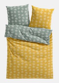 Parure de lit r&eacute;versible en coton m&eacute;lang&eacute; - vert - taille 135x200 cm avec coton - bonprix