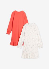 Lot de 2 chemises de nuit en coton doux - blanc - taille 128/134 avec coton - bonprix