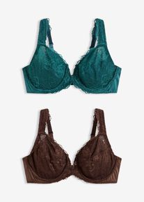 Lot de 2 soutiens-gorge &agrave; armatures d&eacute;tails brillants - p&eacute;trole - taille 100B - bonprix
