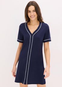Chemise de nuit courte et boutonn&eacute;e 100% coton - bleu - taille 58/60 (3XL) - 100% coton - bonprix