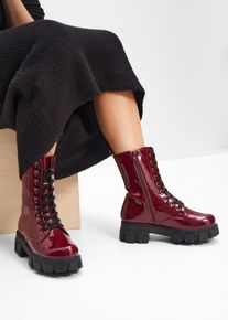Boots &agrave; lacets vernies - rouge - taille 40 - Vegan - bonprix