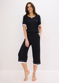 Pantalon de pyjama ample et doux longueur 3/4 - noir - taille 54/56 (XXL) - Viscose - bonprix