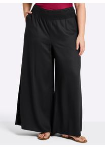 sheego Dames Comfortbroek met golvende babylock-zoom in zwart ,maat 40, Witt, 100% Viscose