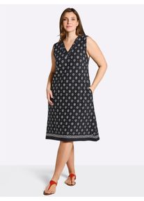 sheego Damen Jerseykleid mit Ornamentprint, in A-Linie in schwarz-ecru-bedruckt ,Gr&ouml;&szlig;e 40, Witt, 95% Viskose, 5% Elasthan