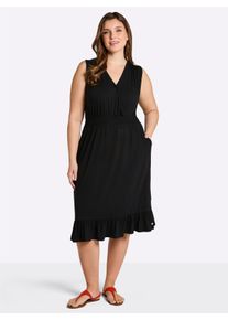 sheego Damen Jerseykleid in Wickeloptik in schwarz ,Gr&ouml;&szlig;e 42, Witt, 95% Viskose, 5% Elasthan