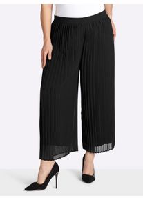 sheego Dames 7/8-broek van soepel vallend pliss&eacute; in zwart ,maat 40, Witt, 100% Polyester