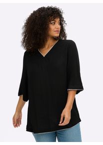 sheego Damen Tunika mit Kontrast-Kanten in schwarz-wei&szlig; ,Gr&ouml;&szlig;e 40, Witt, 100% Viskose