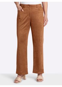 sheego Dames Broek van imitatieleer met wijde pijpen in cognac ,maat 58, Witt, 90% Polyester, 10% Elastan