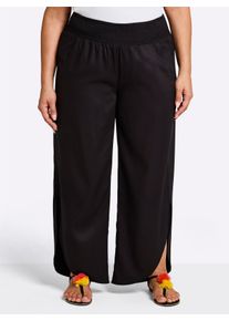 sheego Dames Comfortbroek met asymmetrische zoom in zwart ,maat 40, Witt, 100% Viscose