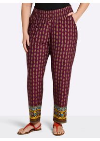 sheego Dames Jerseybroek met paisley-print in bordeaux bedrukt ,maat 40, Witt, 95% Viscose, 5% Elastan