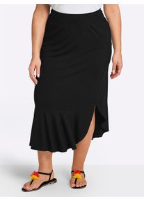 sheego Damen Schlupfrock mit asymmetrischem Saum in schwarz ,Gr&ouml;&szlig;e 44, Witt, 95% Viskose, 5% Elasthan