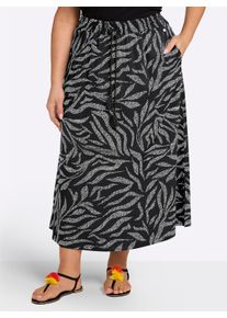 sheego Damen Sommerrock mit Alloverprint in schwarz-ecru-bedruckt ,Gr&ouml;&szlig;e 44, Witt, 100% Viskose