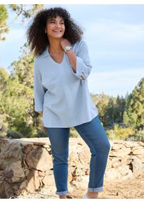 sheego Damen Tunika mit Hemdkragen, in Seersucker-Qualit&auml;t in hellblau ,Gr&ouml;&szlig;e 46, Witt, 65% Baumwolle, 35% Viskose