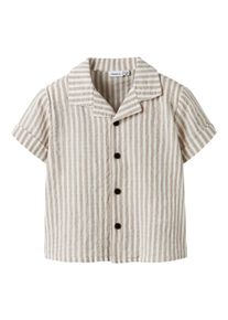 name it Drenge Skjorte 'NMMFedenis' m&oslash;rkebeige / hvid St&oslash;rrelse 104
