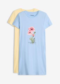 bonprix Női R&ouml;vid h&aacute;l&oacute;ing tiszta pamutb&oacute;l (2 db-os csomag), k&eacute;k, 36/38