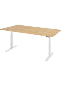 Rau Werktafel, elektrisch in hoogte verstelbaar - draagvermogen 100 kg, 650 - 1300 mm, B x D 2000 x 900 mm, massief beukenhout