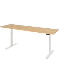 Rau Werktafel, elektrisch in hoogte verstelbaar - draagvermogen 100 kg, 650 - 1300 mm, B x D 2000 x 700 mm, massief beukenhout