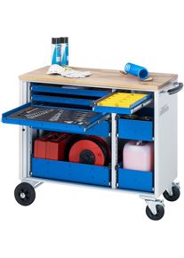 Werkzeugwagen, 8 Schubladen, ohne Lochwand, HxBxT 890 x 1025 x 520 mm Rau