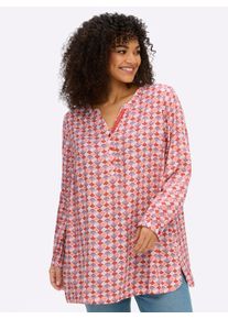 sheego Damen Tunika mit grafischem Print in wei&szlig;-erdbeere-bedruckt ,Gr&ouml;&szlig;e 42, Witt, 100% Viskose