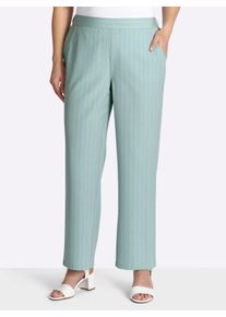 sheego Dames Comfortbroek met krijtstrepen in kalkmint/ecru gestreept ,maat 40, Witt, 63% Polyester, 33% Viscose, 4% Elastan